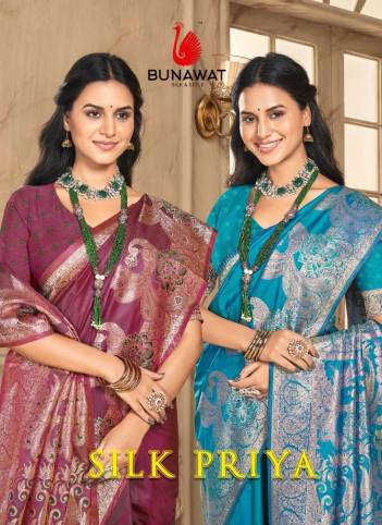 BUNAWAT SILK PRIYA 1001 TO 1006 WEAVING SILK SAREE WHOLESALER IN INDIA